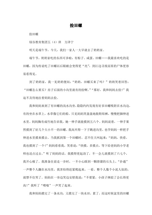 捡田螺_小学五年级作文700字