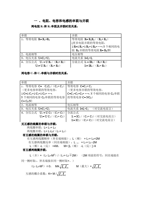 01电阻、电容、电感的串联与并联、电桥原理