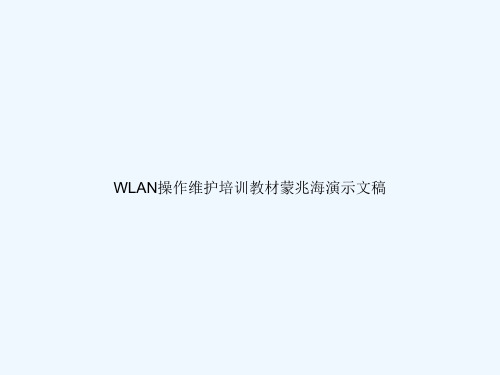 WLAN操作维护培训教材蒙兆海演示文稿