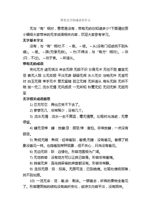 带有无字的成语有什么