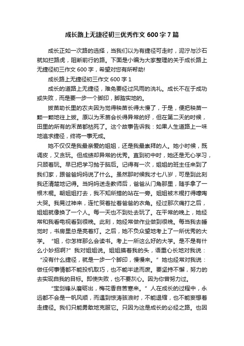 成长路上无捷径初三优秀作文600字7篇