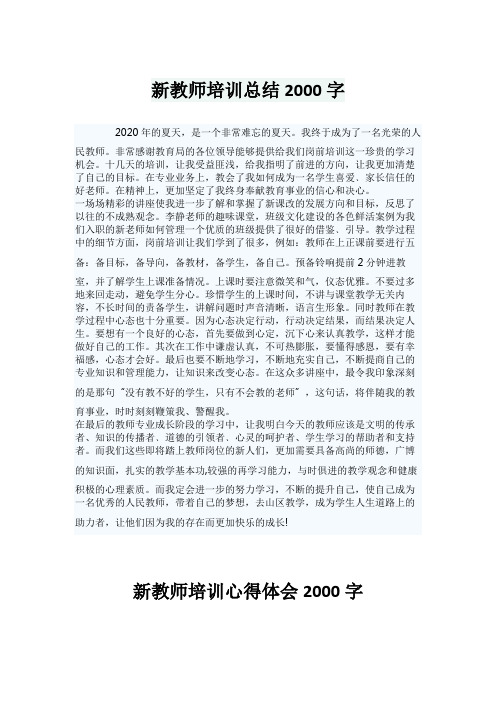 新教师培训总结2000字