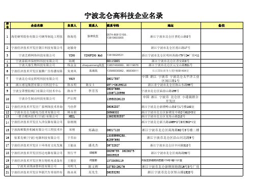 宁波北仑高科技企业名录