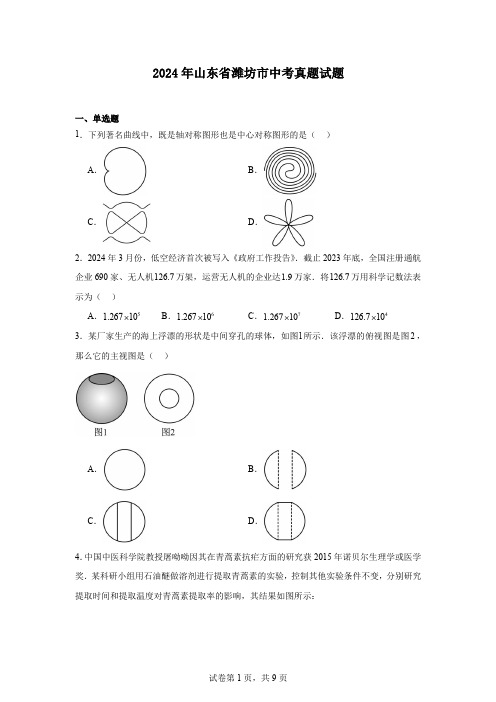 2024年山东省潍坊市中考真题试题