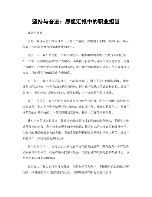 坚持与奋进：思想汇报中的职业担当