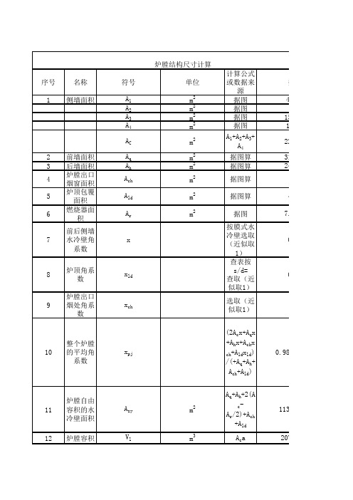 6炉膛结构尺寸和热力计算