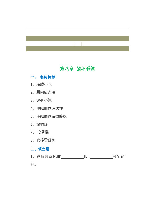 《组织学与胚胎学》试题：循环系统