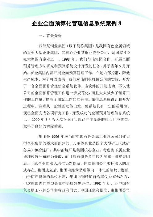 企业全面预算化管理信息系统案例8完整篇.doc