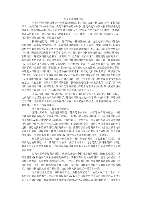 辛亥革命百年反思