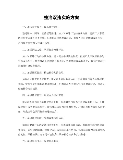 整治双违实施方案