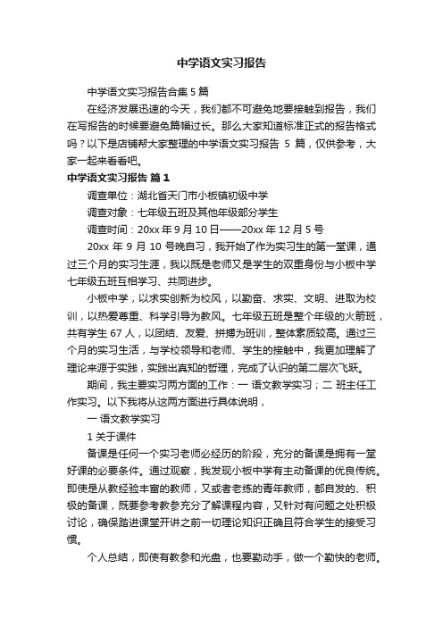 中学语文实习报告