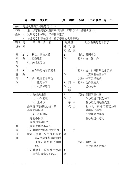 跨越式跳高及辅助练习