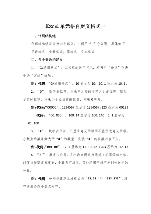 Excel单元格自定义数字格式