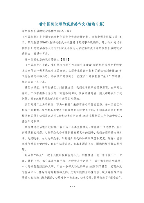 看中国机长后的观后感作文(精选5篇)