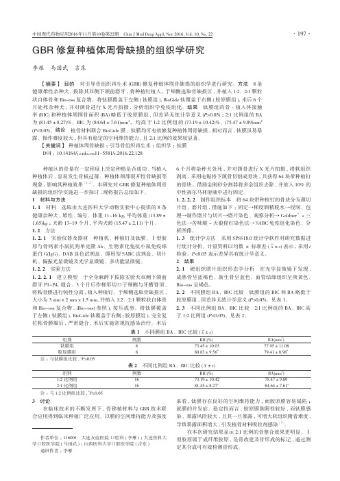 GBR修复种植体周骨缺损的组织学研究