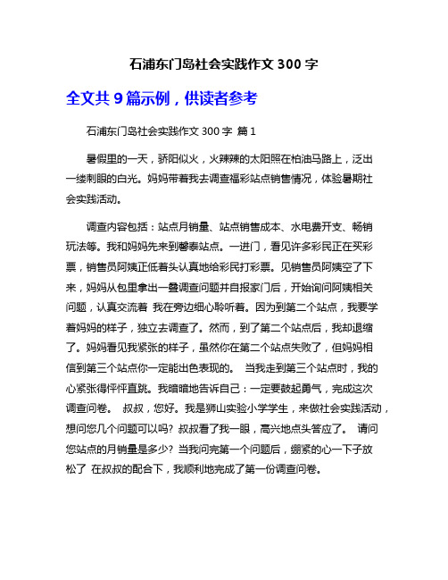 石浦东门岛社会实践作文300字