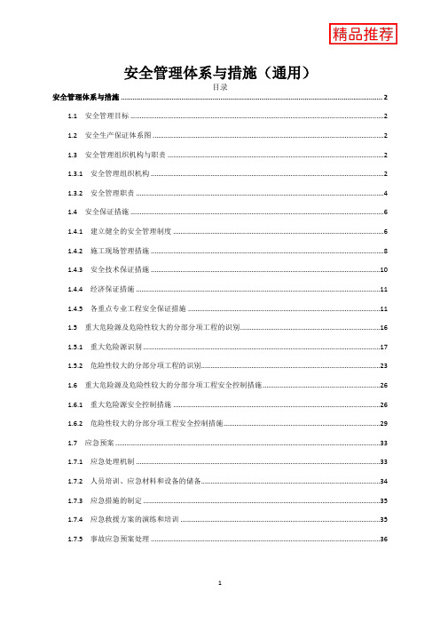 安全管理体系与措施(技术标通用)