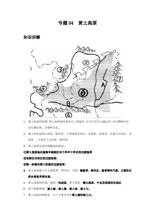 地理八年级下册期中优化讲练测评(商务星球版)专题04 黄土高原(原卷版)