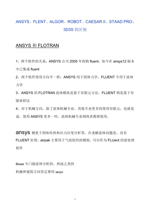 ansys和fluent的区别