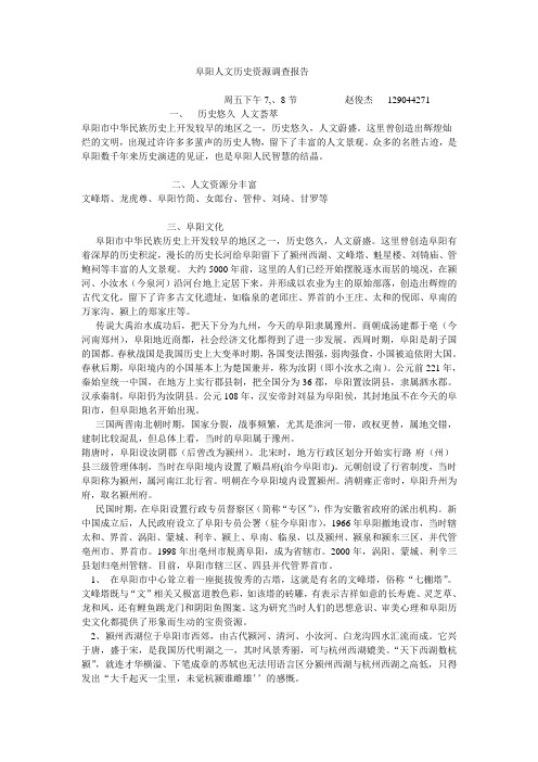 阜阳人文历史资源调查报告