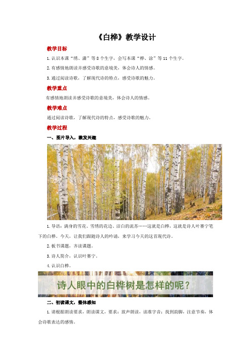 部编版四年级语文下册-四下语文《11.白桦 》优秀教学设计精选合集-微课教案合集