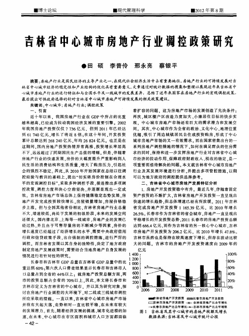 吉林省中心城市房地产行业调控政策研究