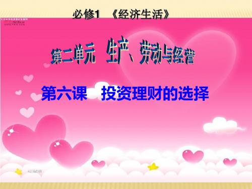 2018届高三政治一轮复习课件(经济生活)：2.6 投资理财的选择