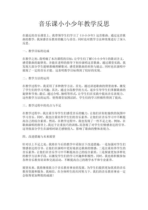 音乐课小小少年教学反思