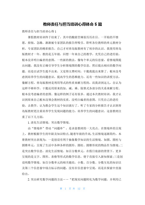 教师责任与担当培训心得体会5篇