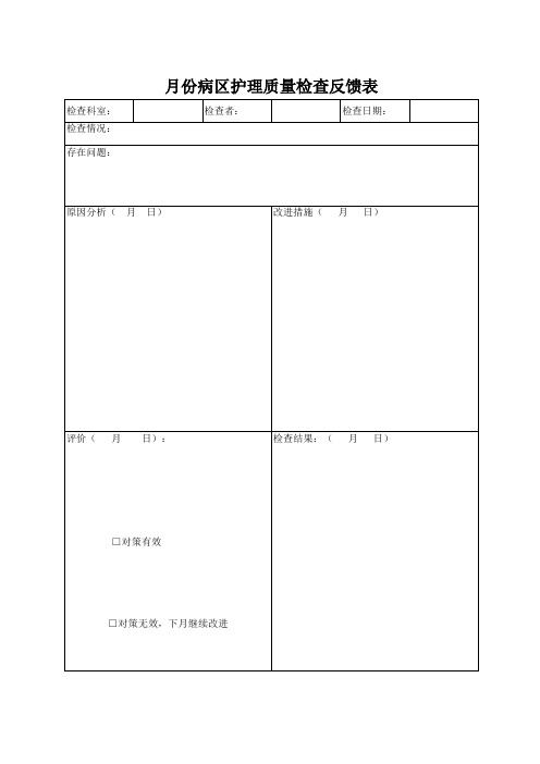 护理质量检查反馈表