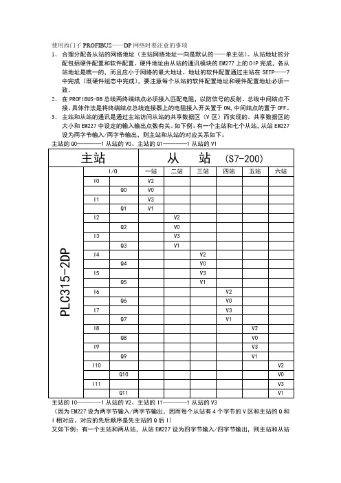 使用PROFIBUS—DP网络时要注意的事项
