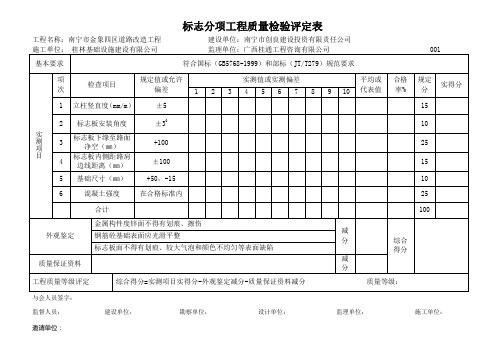 交通标志工程质量检验评定表