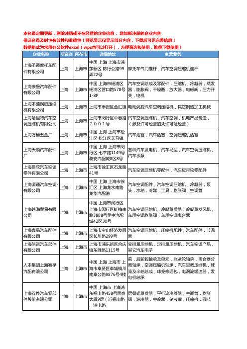 新版上海市汽车空调压缩机工商企业公司商家名录名单联系方式大全106家