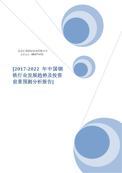 2017-2022年中国钢铁行业发展趋势及投资前景预测分析报告