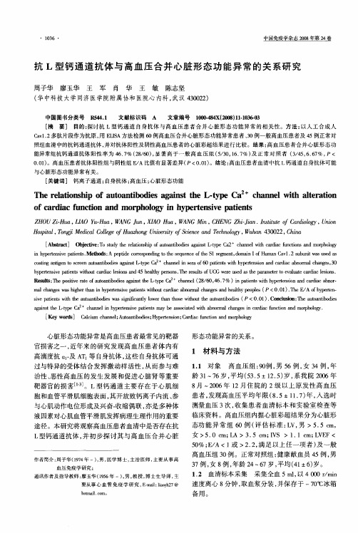 抗L型钙通道抗体与高血压合并心脏形态功能异常的关系研究