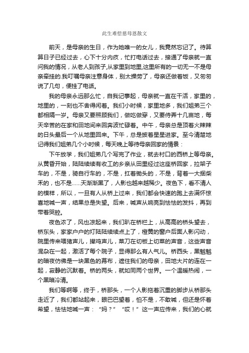 此生难偿慈母恩散文