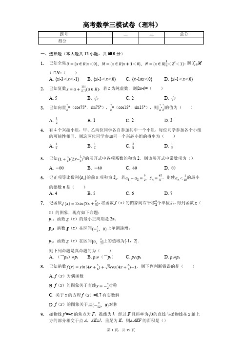 广东省广州市华南师大附中高考数学三模试卷(理科)