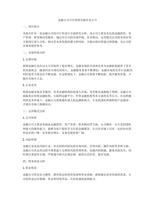 金融公司可行性研究报告怎么写