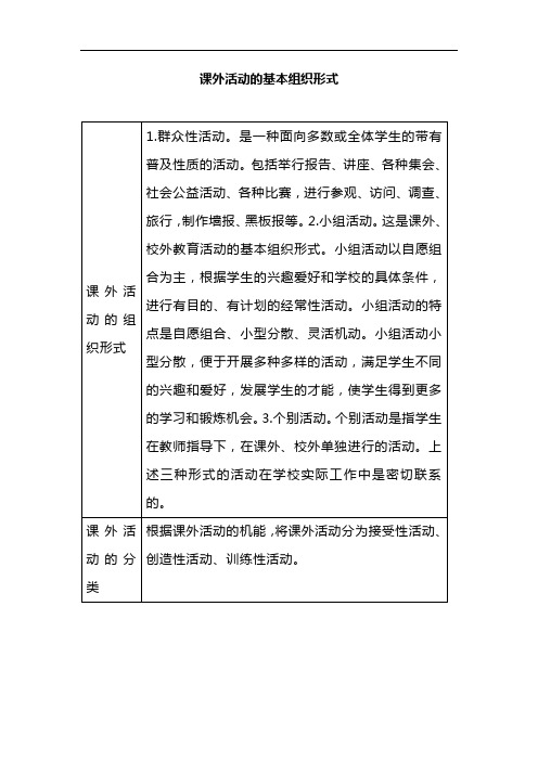 课外活动的基本组织形式