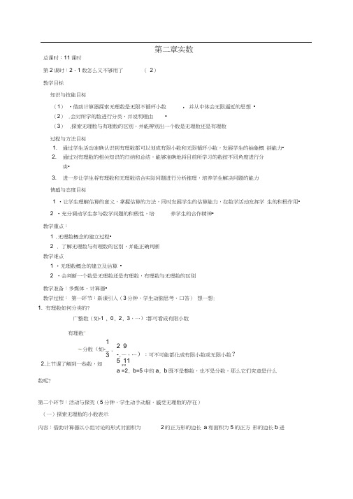 八年级数学上册《数怎么又不够用了(2)》教案北师大版