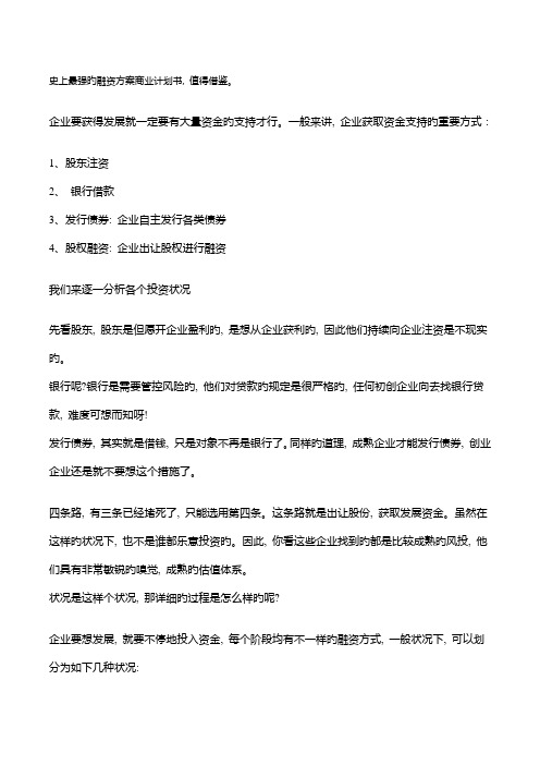 融资方案商业计划书