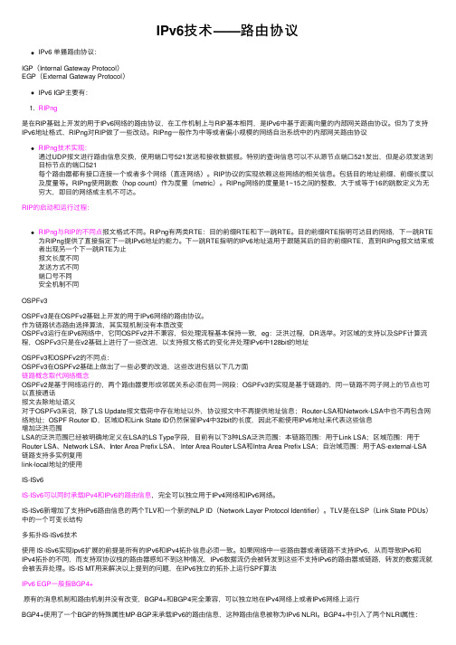 IPv6技术——路由协议