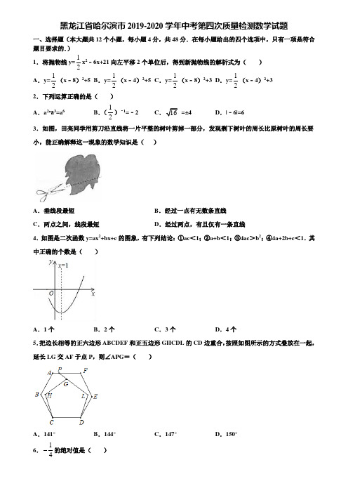 黑龙江省哈尔滨市2019-2020学年中考第四次质量检测数学试题含解析