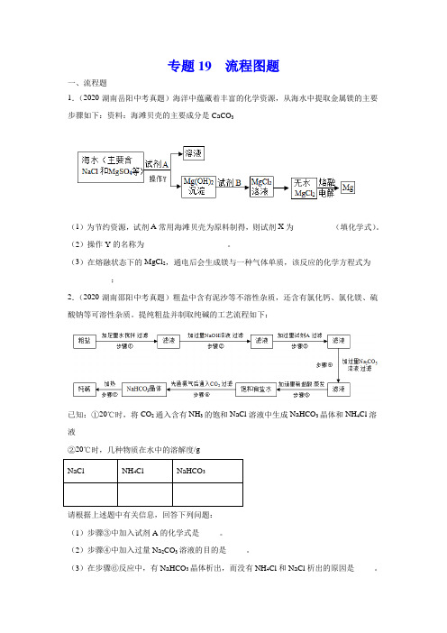 《流程图题》2022年中考真题化学分项汇编(学生版)