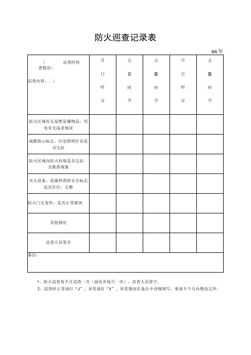 防火巡查记录表