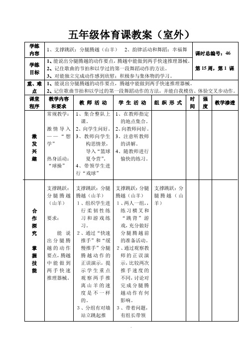 支撑跳跃分腿腾越(山羊)2韵律活动和舞蹈幸福舞