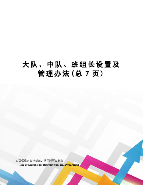 大队、中队、班组长设置及管理办法