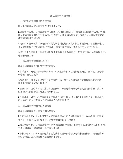 违法公司管理制度处罚