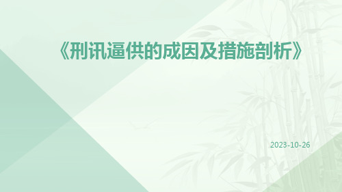 刑讯逼供的成因及措施剖析