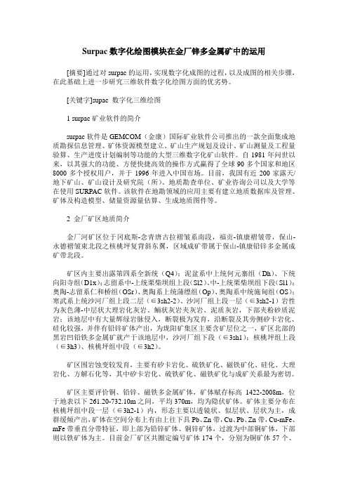 Surpac数字化绘图模块在金厂锌多金属矿中的运用